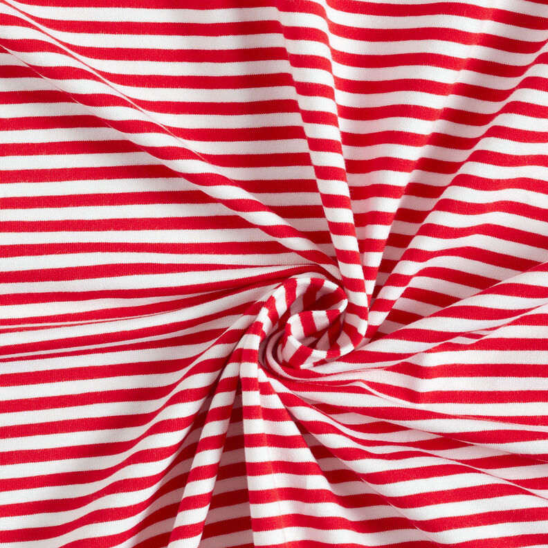 Bomuldsjersey smalle Striber – rød/hvid,  image number 1