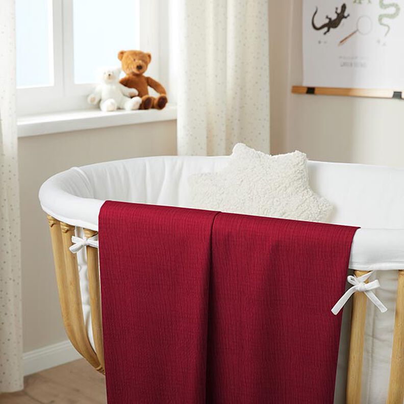 GOTS Trelags bomulds-musselin – karminrød,  image number 7