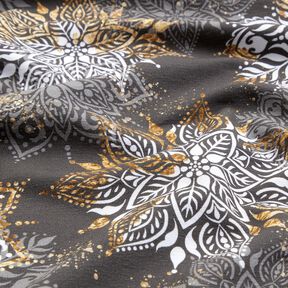 French Terry mandala vintermagi | Glitzerpüppi  – antiksølv/gammelguld, 