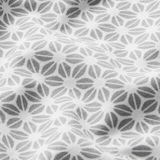 Bomuldsjersey abstrakt blomstermønster – uldhvid/grå, 