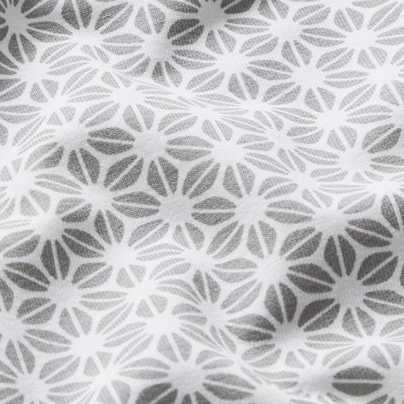 Bomuldsjersey abstrakt blomstermønster – uldhvid/grå,  image number 2