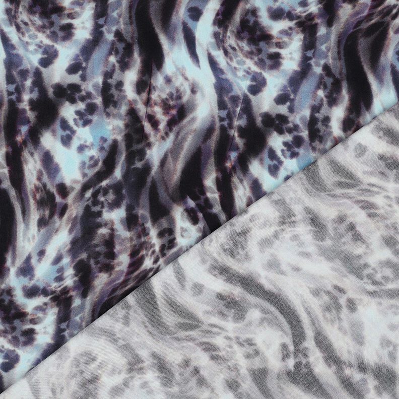 LENZING™ ECOVERO™ viskosestof dyreprint digitaltryk – sort-blå/isblå,  image number 4