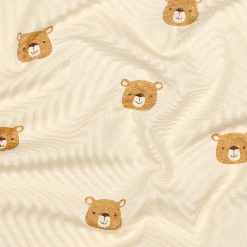 GOTS Bomuldsjersey bjørne | Poppy Fabrics – uldhvid/lysebrun,  image number 2