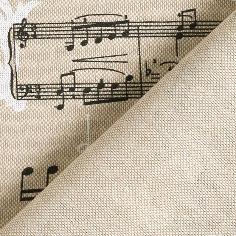 Dekorationsstof Halvpanama musikalsk – sort/natur,  image number 4