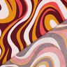 Bomuldssatin Retro-bølger| Poppy Fabrics – bordeaux/karrygul | Reststykke 50cm,  thumbnail number 4
