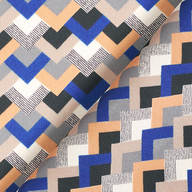 Let satin retromønster – indigo/beige,  image number 4