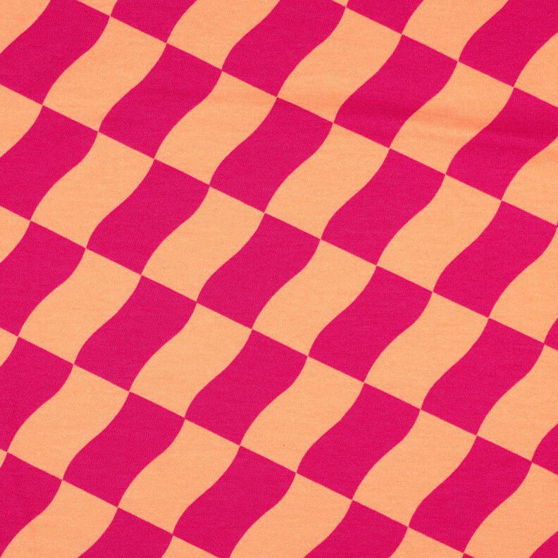 Softsweat bølget tern| Poppy Fabrics – intens pink/ferskenorange,  image number 1