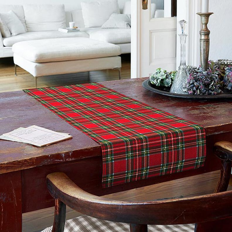 Dekorationsstof Canvas skotskternet – rød/Mørkegrøn,  image number 8