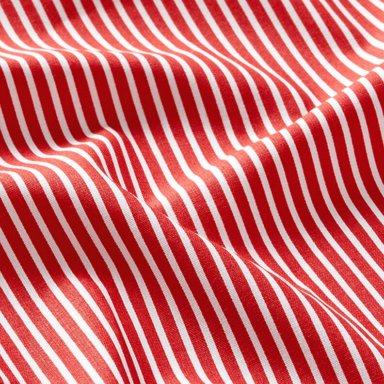 Bomuldspoplin Striber – rød/hvid,  image number 2