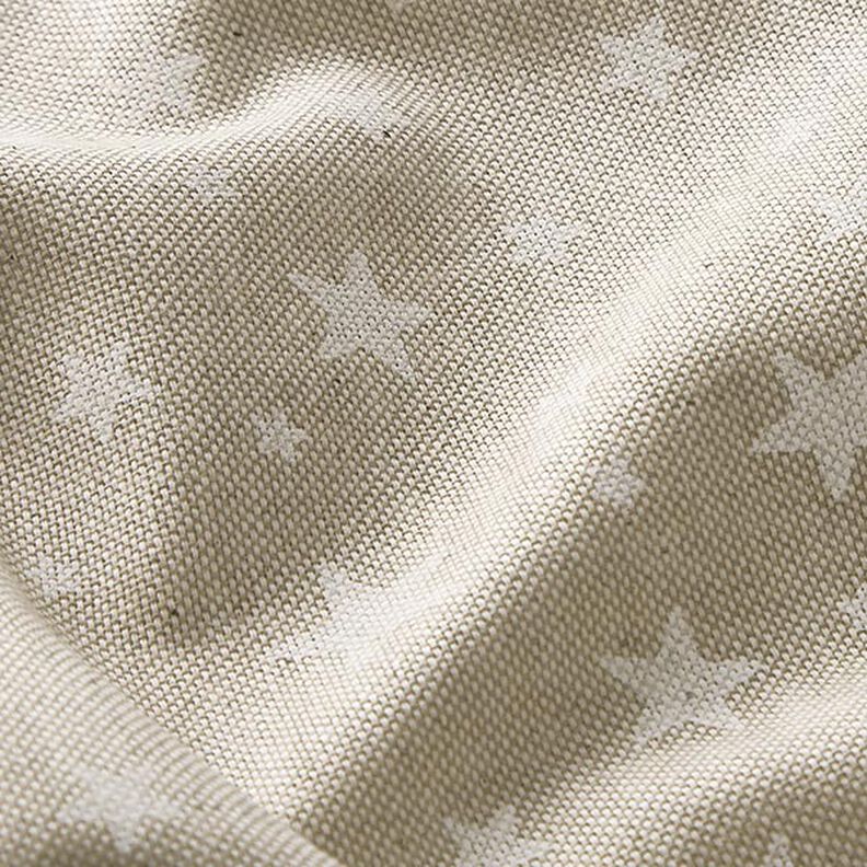 Dekorationsstof Halvpanama stjerner – natur/hvid,  image number 2