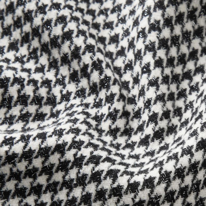 Frakkestof Uld-miks Glitter-hanefjeds – sort/uldhvid,  image number 2