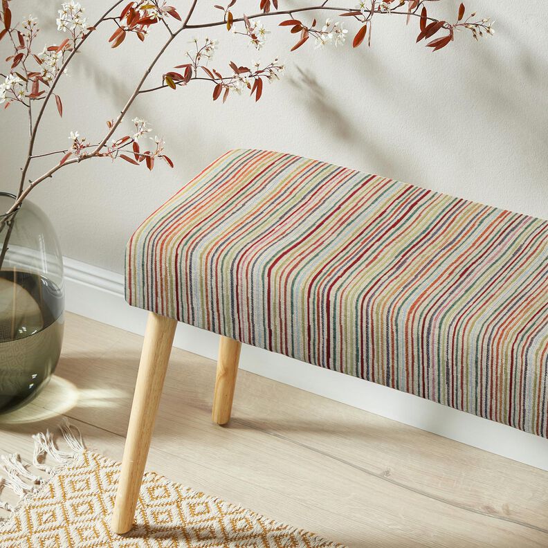 Dekorationsstof Gobelin farverige striber – lysebeige/karminrød,  image number 5