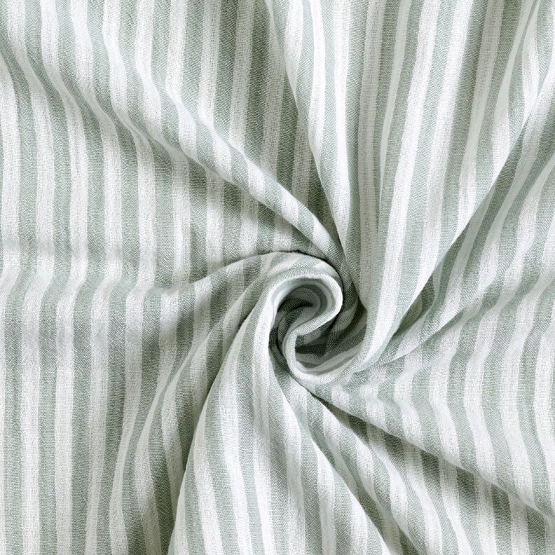 Musselin/Dobbelt-Crincle stof Doubleface striber &ndash; reed/hvid,  image number 4