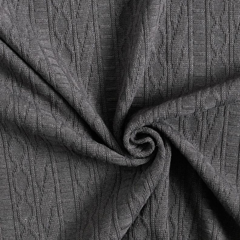 Jacquard jersey Bomuldsblanding, ornamenterede striber – mørkegrå,  image number 3