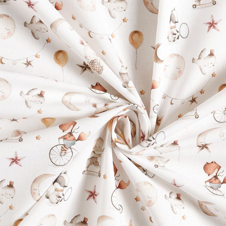 Bomuldspoplin Dyr i drømmeland Digitaltryk – uldhvid,  image number 3