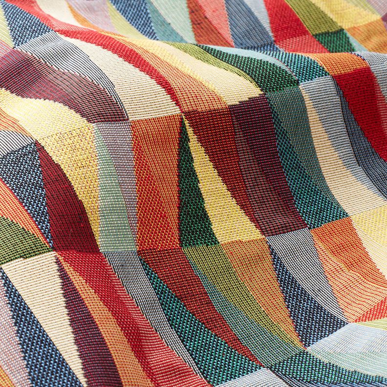 Dekorationsstof Gobelin grafisk zigzag – lysebeige/karminrød,  image number 2