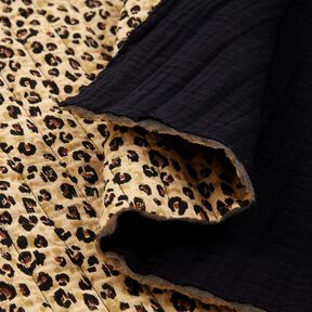 Musselin Quiltstof Leopardmønster – beige/sort, 