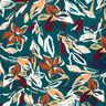 Viskosejersey moderne blomster – petrol/kobberfarvet,  thumbnail number 1