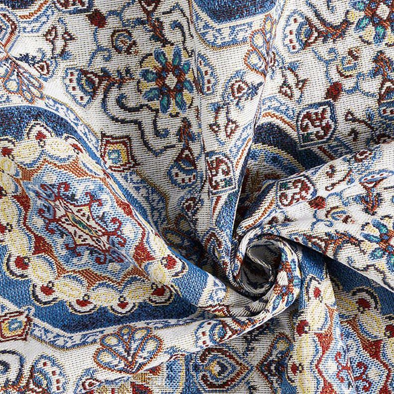 Dekorationsstof Gobelin orientalsk mandala – blå/elfenben,  image number 3