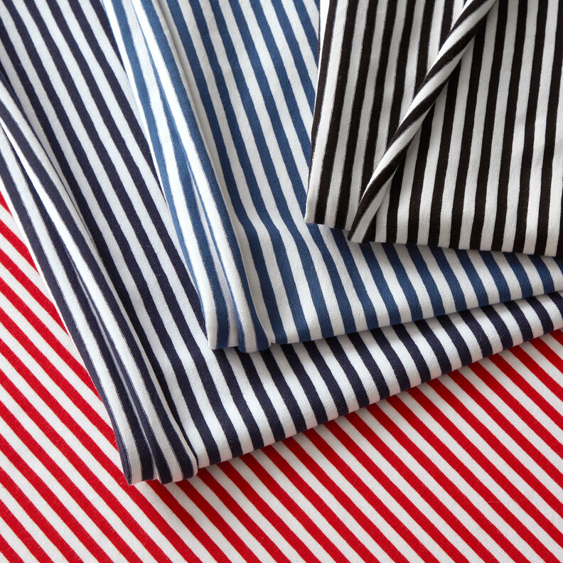 Bomuldsjersey smalle Striber – sort/hvid,  image number 5