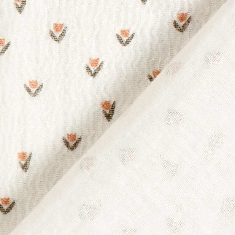 Musselin/Dobbelt-Crincle stof mini-tulipaner Digitaltryk &ndash; hvid,  image number 4