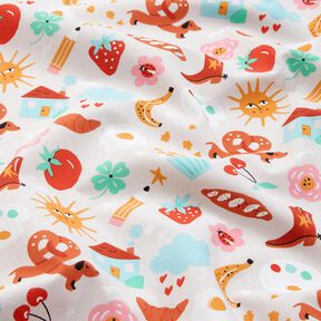 Bomuldspoplin Farverigt virvar– tågegrå, 