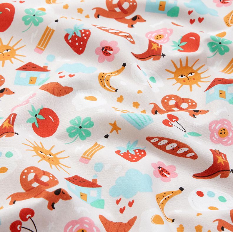 Bomuldspoplin Farverigt virvar– tågegrå,  image number 2