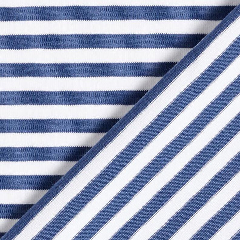 Bomuldsjersey smalle Striber – jeansblå/hvid,  image number 5