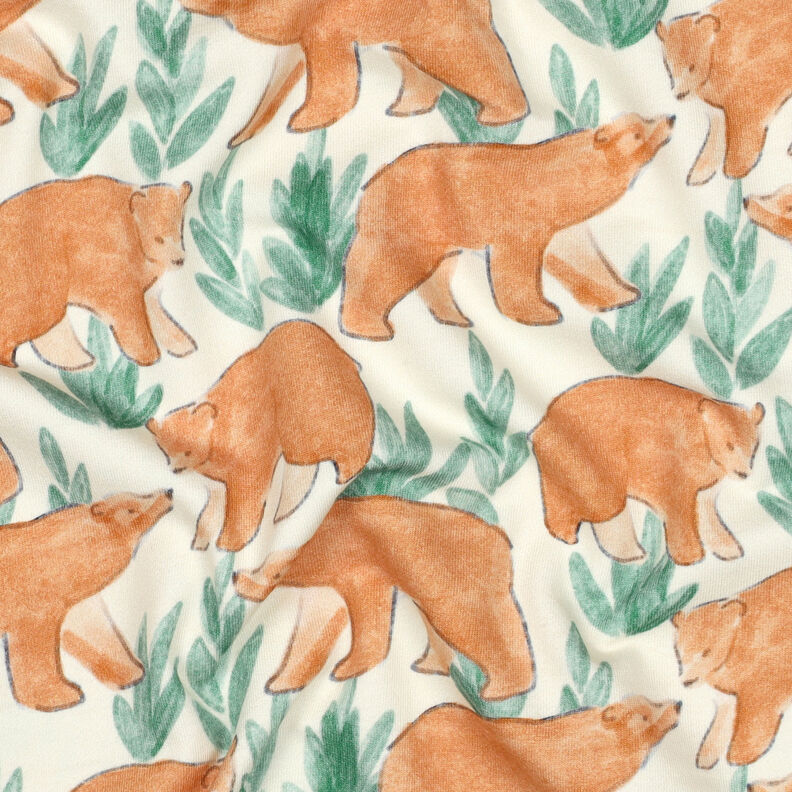 French Terry Sommersweat akvarel-bjørne Digitaltryk | Poppy Fabrics – uldhvid,  image number 2