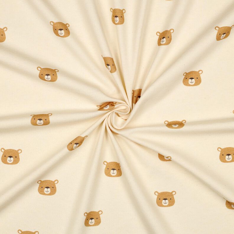 GOTS Bomuldsjersey bjørne | Poppy Fabrics – uldhvid/lysebrun,  image number 3