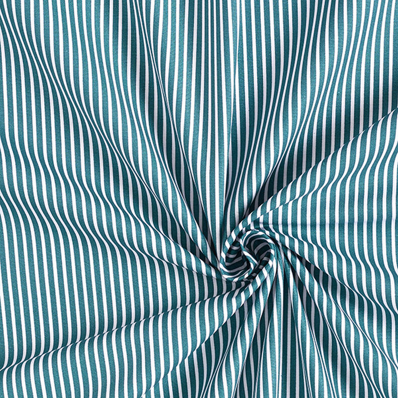 Bomuldspoplin Striber – petrol/hvid,  image number 3