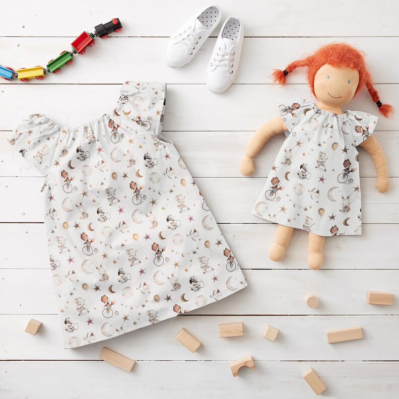 Bomuldspoplin Dyr i drømmeland Digitaltryk – uldhvid,  image number 6