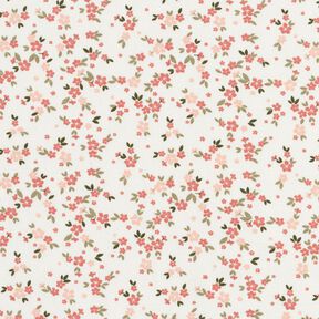 Bomuldsjersey Lyserøde blomster – elfenben, 