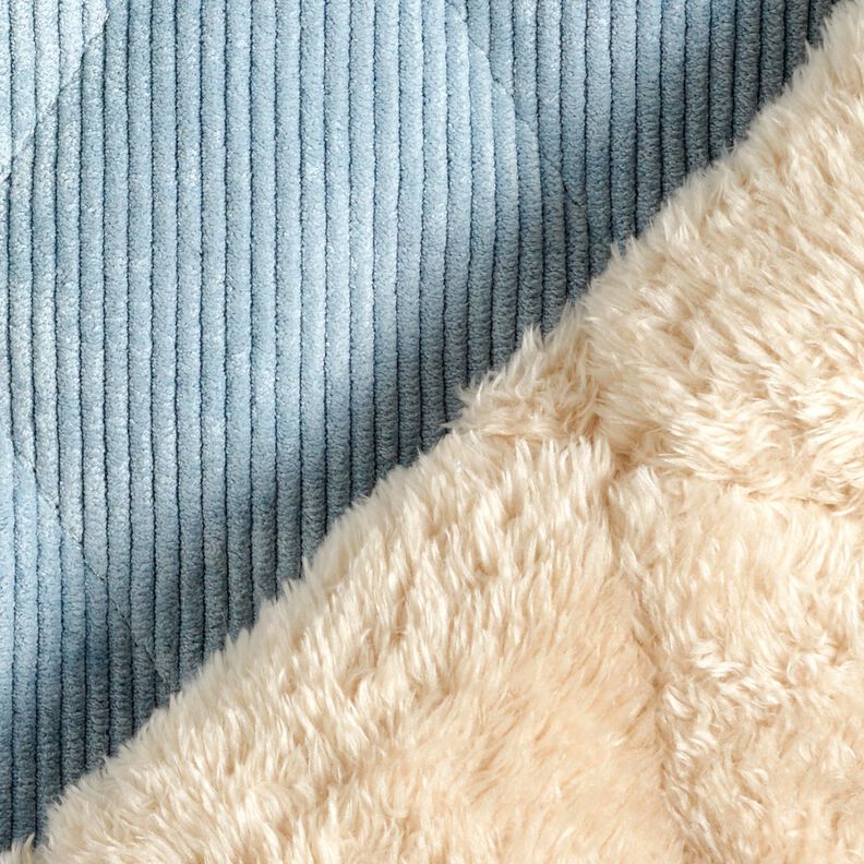 Quiltstof fløjl med pelsbagside romber – lyseblå,  image number 5