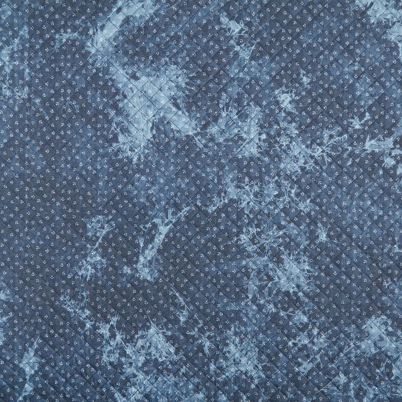Quiltet stof chambray anker batik – jeansblå,  image number 1