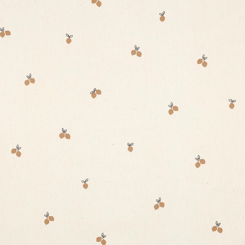 GOTS Bomuldspoplin små citroner | Poppy Fabrics – natur/råbrun,  image number 1