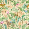 Dekorationsstof Halvpanama jungledyr – beige/grøn,  thumbnail number 1