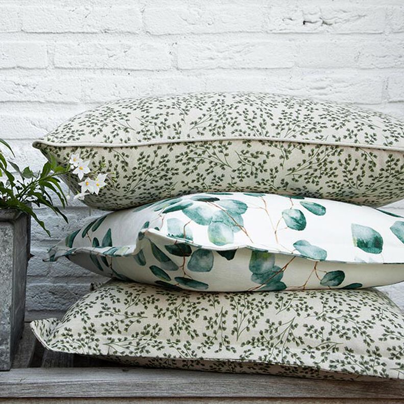 Dekorationsstof Halvpanama Eukalyptus – uldhvid,  image number 9