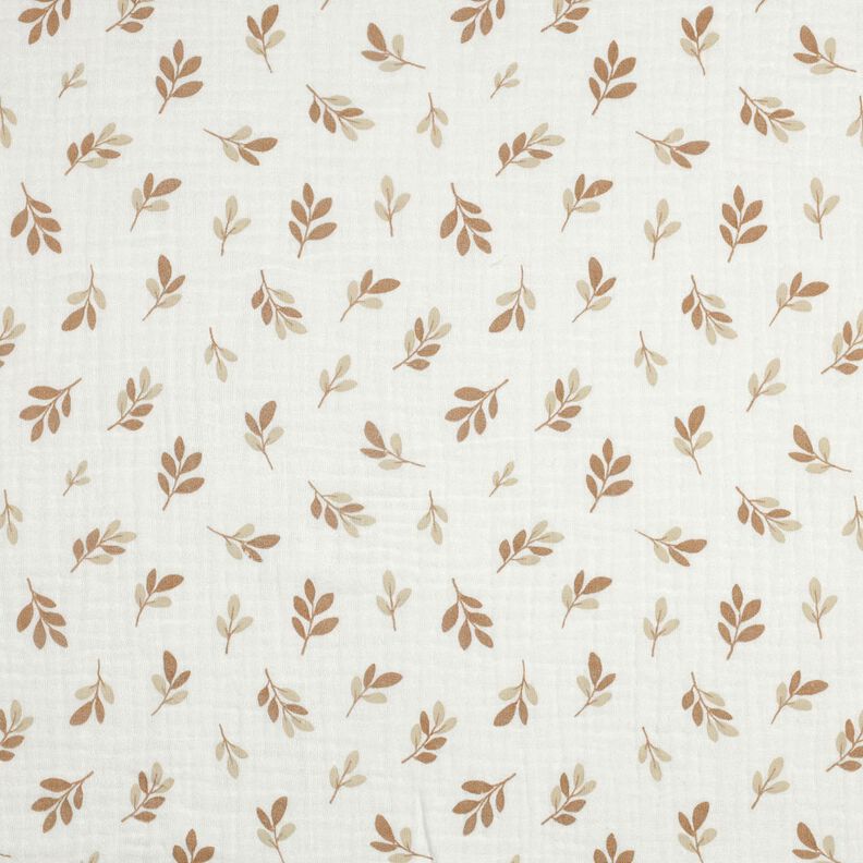 Musselin/Dobbelt-Crincle stof grene | Poppy Fabrics – elfenben/mocca,  image number 1