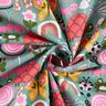 Bomuldsstof Cretonne sommerfugle og bier – eukalyptus/rosa,  thumbnail number 3
