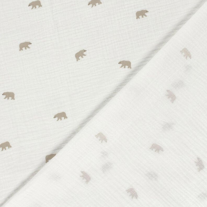 Musselin/Dobbelt-Crincle stof isbjørn – hvid,  image number 4