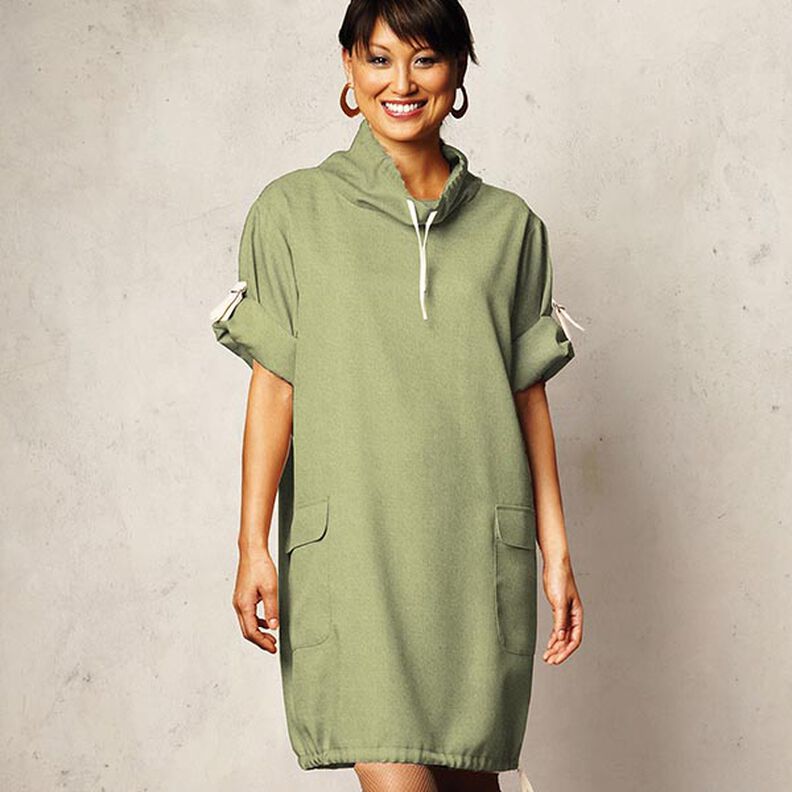 Bomuldsfleece Ensfarvet – pinje,  image number 7