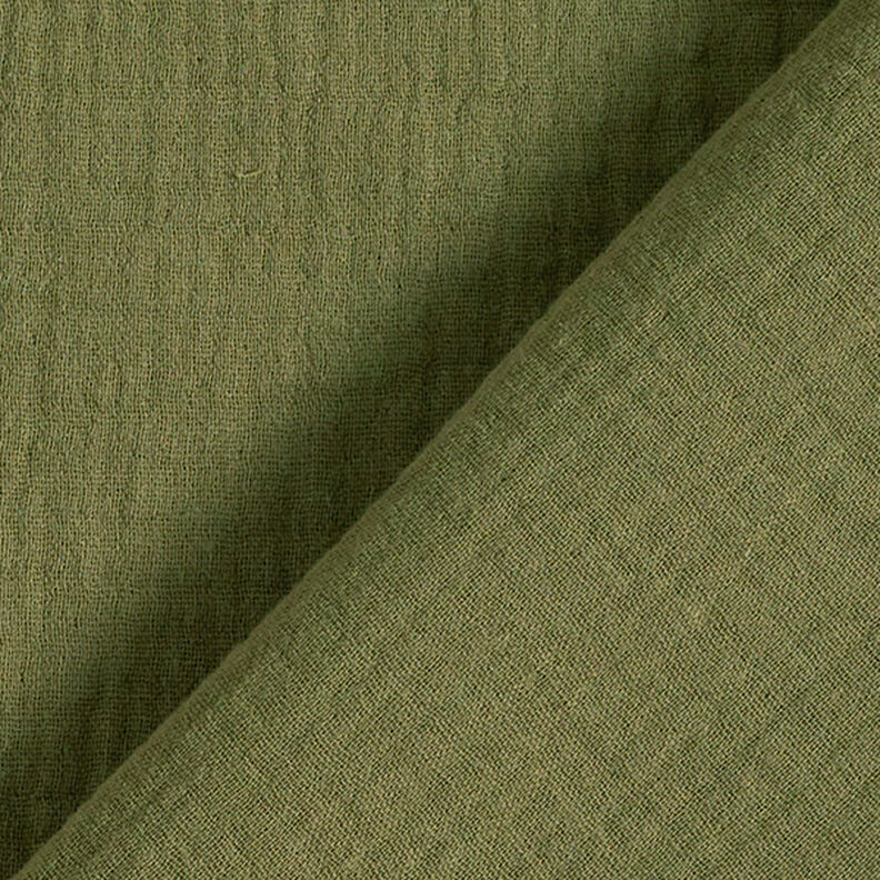 Musselin/Dobbelt-Crincle stof – olivengrøn,  image number 4