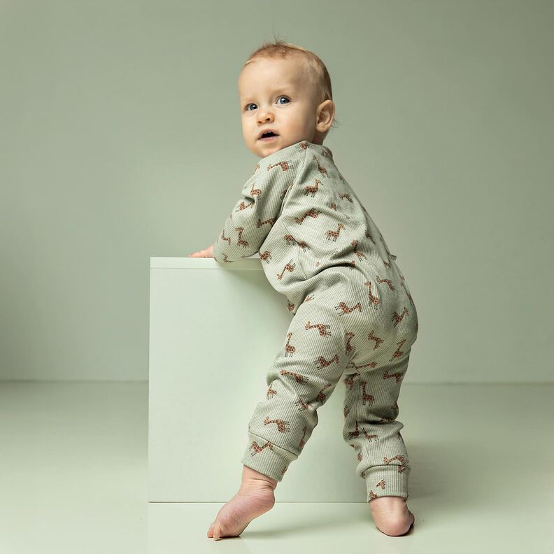 Rib-jersey søde giraffer – kaki,  image number 5