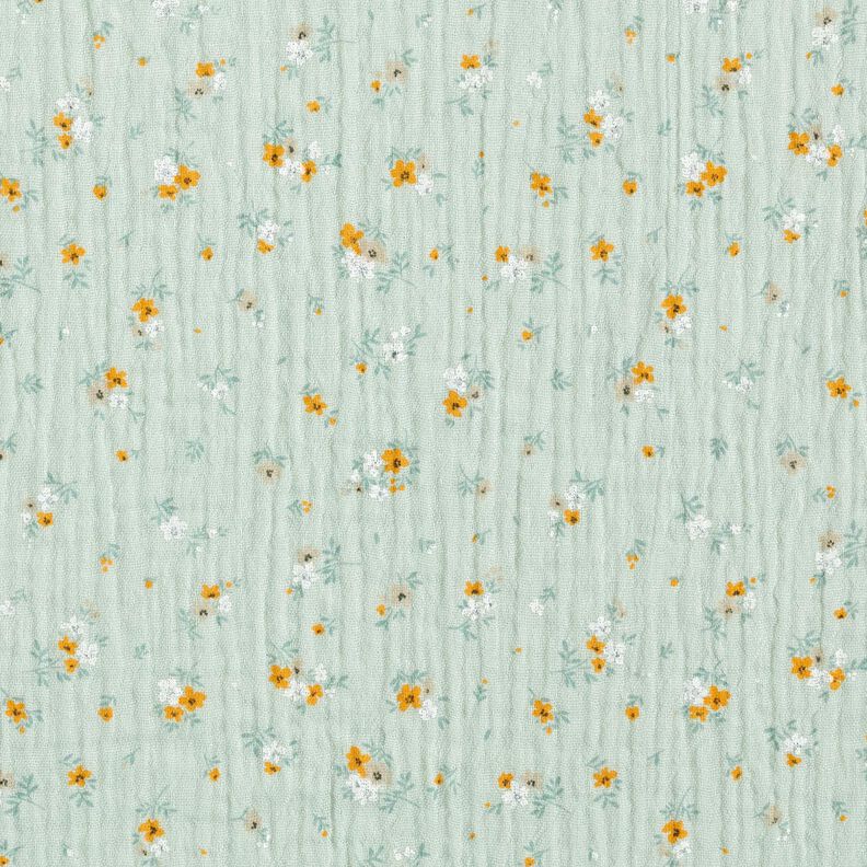 Musselin/Dobbelt-Crincle stof Romantiske blomster – lys mint,  image number 1