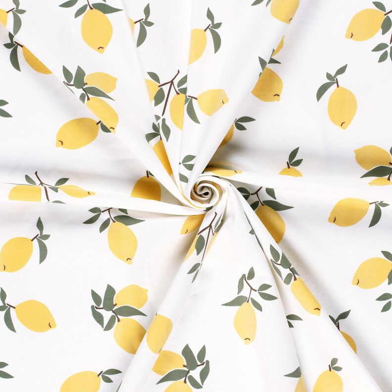 Bomuldsjersey store citroner – elfenben/guld,  image number 3