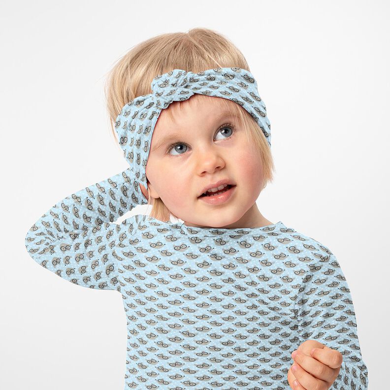 Bomuldsjersey Ræv med briller – babyblue,  image number 6