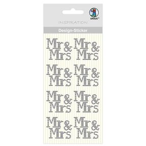 Design klistermærker Mr&Mrs [ 8 Styk ] – sølv metallisk, 
