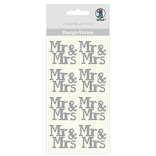 Design klistermærker Mr&Mrs [ 8 Styk ] – sølv metallisk, 