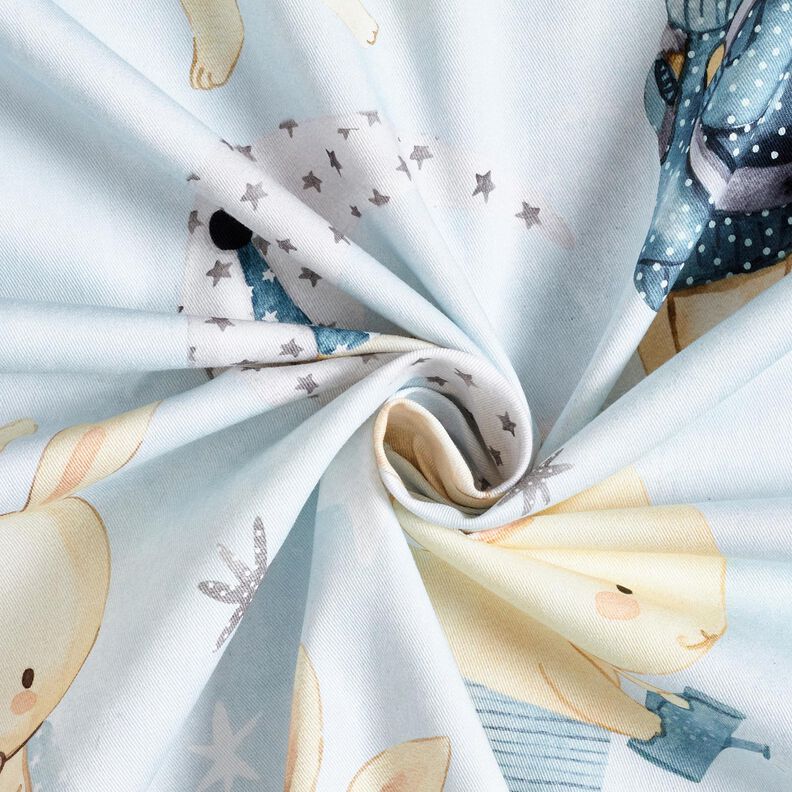 Dekorationsstof Bomuldskiper kanin i drømmeland Digitaltryk – babyblue/jeansblå,  image number 3